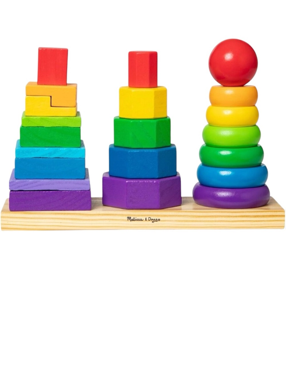 Melissa & Doug Bright Wooden Rainbow Stacker Toy